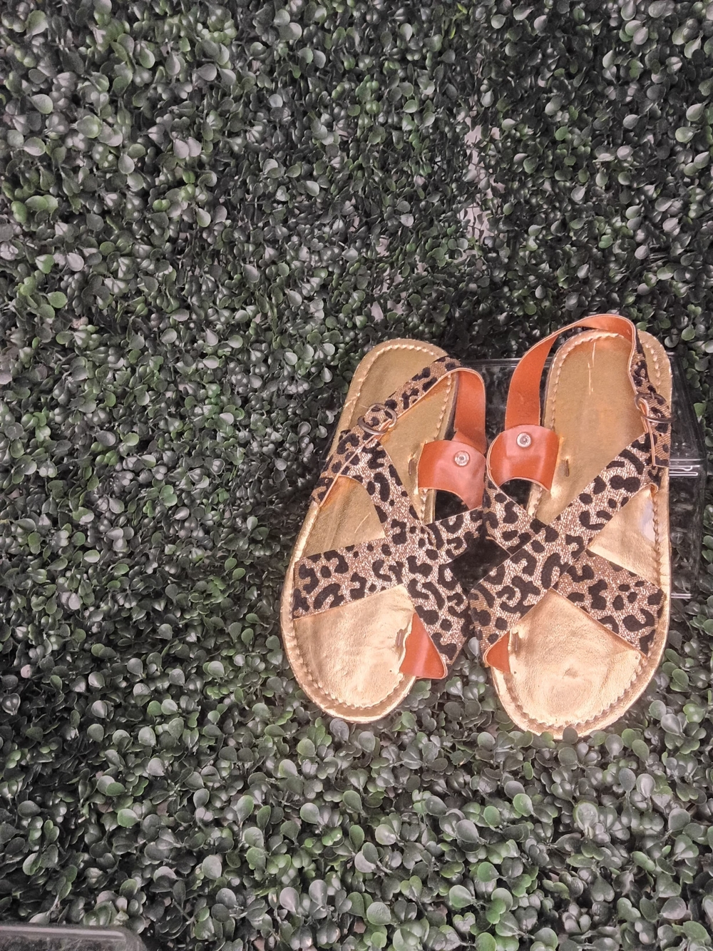 MEXICANA Girls Leopard Print Brown and Tan Leather Sandals